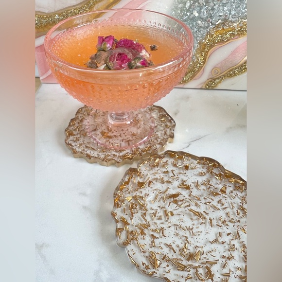 Golden Girl Geode Resin Coasters - Picture 2 of 5